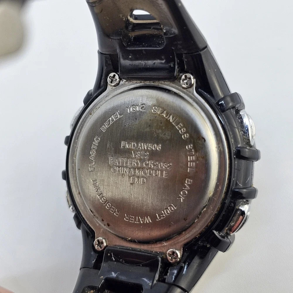 Sport Digital Women Watch 37MM DayDate Black‎ Plastic Bands Up to 6.5